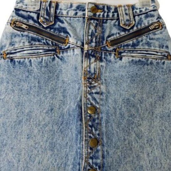 Vintage 90's Y2K Get Used by Elie Acid Wash Denim Pencil Skirt Pockets - Picture 2 of 6